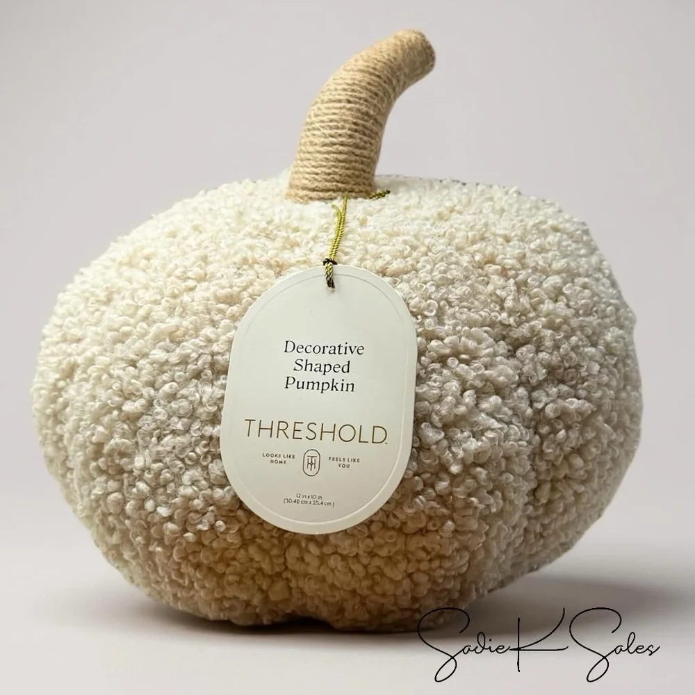 Teddy‎ Boucle Shaped Pumpkin Throw Pillow Almond - Threshold - Target Fall 2024